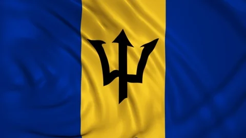 Waving Flag of Barbados in the Wind Stock Footage 97633037