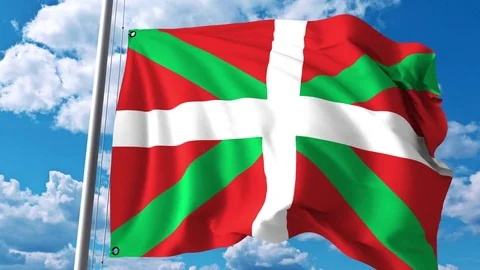Waving flag of Basque Country, an autonomous community in Spain Stock Footage 81614902