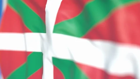 Waving flag of Basque Country, an autonomous community in Spain. Close-up Stock Footage 113227148