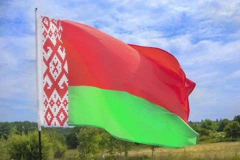 Waving flag of Belarus in beautiful sky. Belarus flag for independence day. Stock Photos
