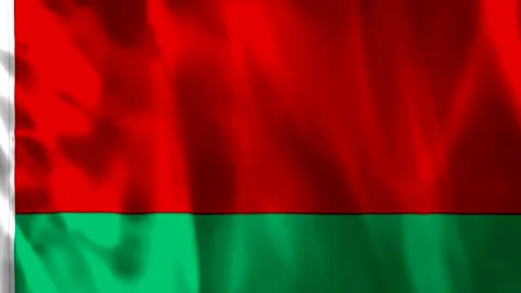 Waving flag of Belarus with red and green fabric texture 库存影片 343582207