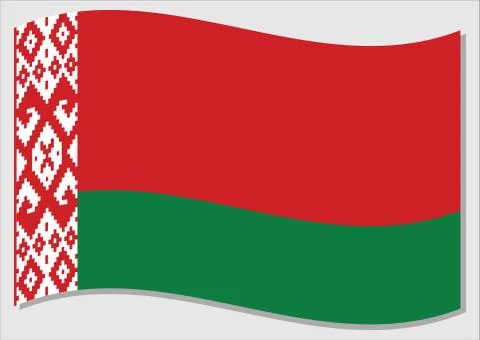 Waving flag of Belarus vector graphic. Waving Belarusian flag illustration. B Stock-Illustration