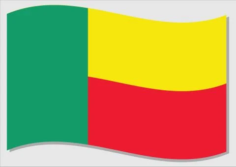Waving flag of Benin vector graphic. Waving Beninese flag illustration. Benin Illustrazione stock