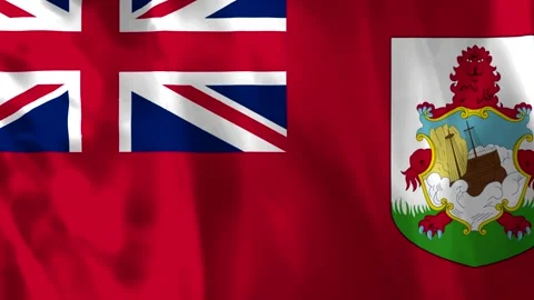 Waving flag of Bermuda with detailed red ensign and coat of arms design Vídeo Stock 343582277