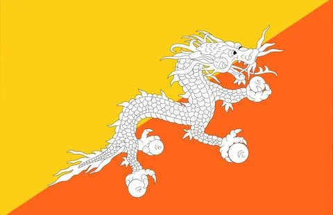 Waving Flag of Bhutan Stock Illustration