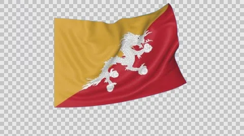 Waving flag of Bhutan, seamless loop. Exact size, blue background. Part of all Stock Footage 64483300