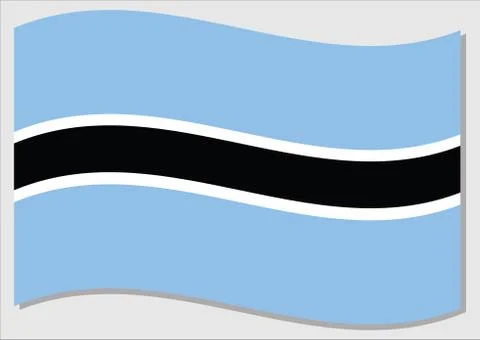 Waving flag of Botswana vector graphic. Waving Batswana flag illustration. Bo Stock Illustration