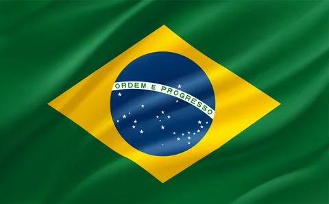 Waving flag of Brazil. 3d vector banner Stock-Illustration