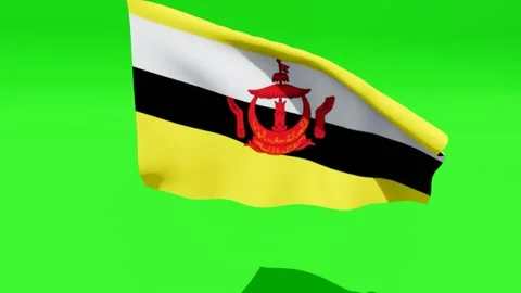 Waving Flag of Brunei on Green Screen Background Stock-Footage 331049245