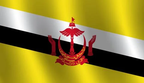 Waving flag of Brunei Vector illustration Stock Illustration