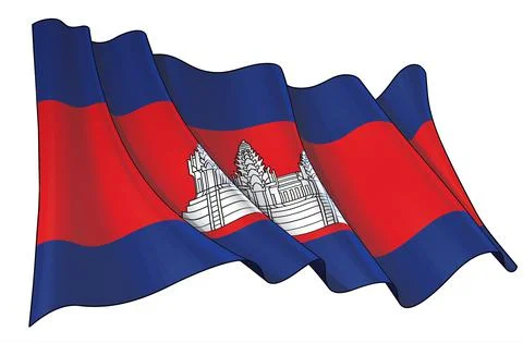 Waving Flag of Cambodia Stock Illustration