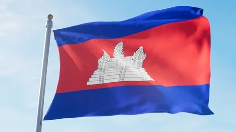 Waving Flag Of Cambodia Loop Stock Footage 127480406