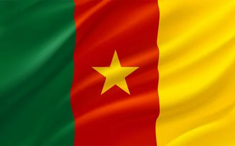 Waving flag of Cameroon. 3d vector banner Иллюстрация
