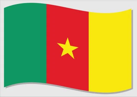 Waving flag of Cameroon vector graphic. Waving Cameroonian flag illustration. Stockillustratie