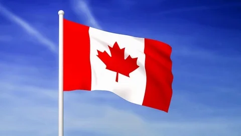 Waving flag of Canada on the blue sky background Stock Footage 83111642