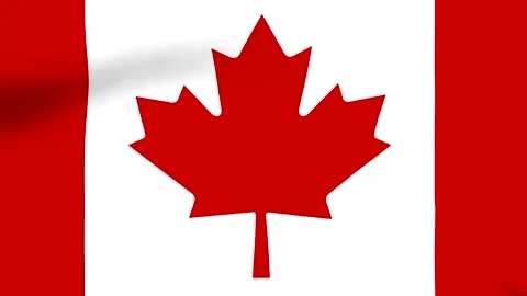 A waving flag of Canada featuring the iconic red maple leaf on a white and .. 库存影片 346545787