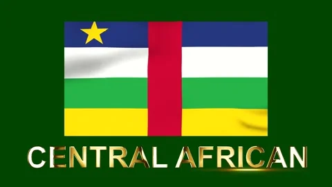 Waving flag of the Central African Republic with golden text on a dark gree.. 스톡 동영상 346543353