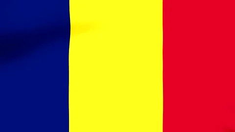 Waving flag of Chad featuring blue yellow and red vertical stripes Stock-Footage 346545916