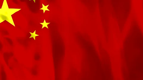 Waving flag of China with bright yellow stars on a vibrant red fabric backg.. Stock Footage 343582352