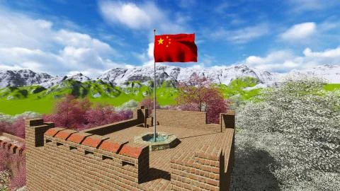 Waving flag of China Illustrazione stock