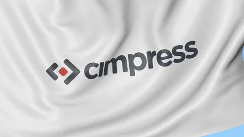 Waving flag with Cimpress logo, seamless loop. Editorial 4K clip Stock Footage