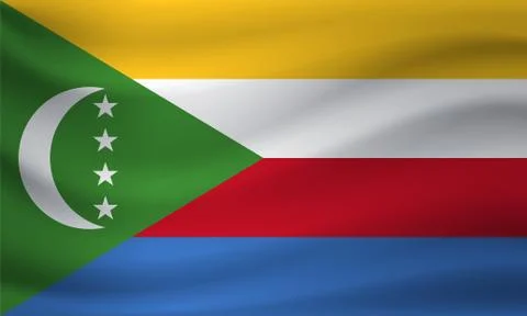 Waving flag of Comoros. Vector illustration Stock-Illustration