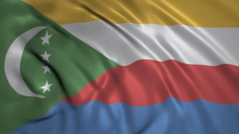 Waving Flag of Comoros in the Wind Stock Footage 98078176
