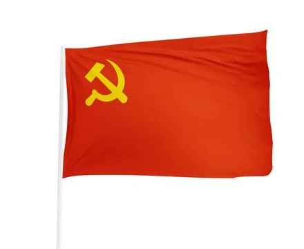 Waving flag of Comunism in white background. Stock Illustration