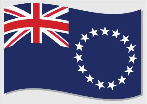 Waving flag of Cook Islands vector graphic. Waving Cook Islander flag illustr Illustration