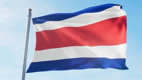 Waving Flag Of Costa Rica Loop Stock Footage 127396476