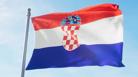 Waving Flag Of Croatia Loop Stock Footage 127476597