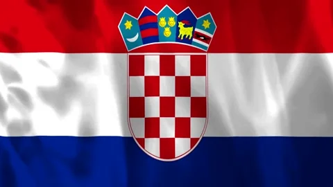Waving flag of Croatia with red white and blue horizontal stripes and natio.. Video stock 343582391