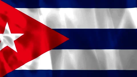 Waving flag of Cuba featuring a white star inside a red triangle with blue .. Vídeo Stock 343582397
