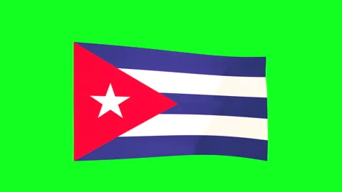 Waving flag of Cuba on green screen. 3D animation. 4K Video stock 205026487