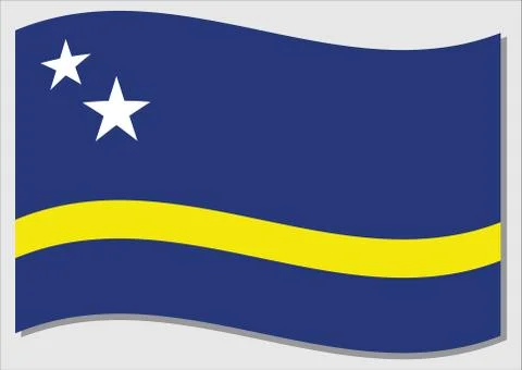 Waving flag of Curacao vector graphic. Waving Curacaoan flag illustration. Cu Stock Illustration