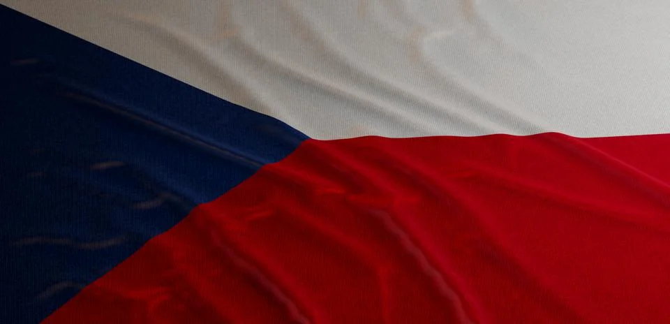 Waving flag of Czech Republic 3D Render Stock Illustration