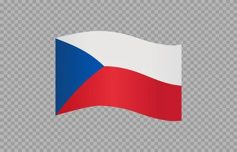 Waving flag of Czech Republic isolated  on png or transparent  background,Sym Stock Illustration