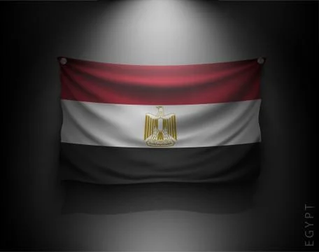 Waving flag on a dark wall with a spotlight, illuminated Stock Illustration