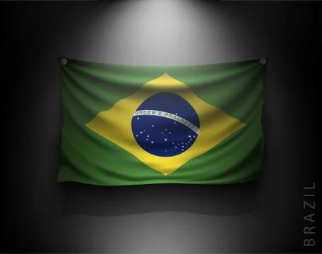 Waving flag on a dark wall with a spotlight, illuminated Stock Illustration