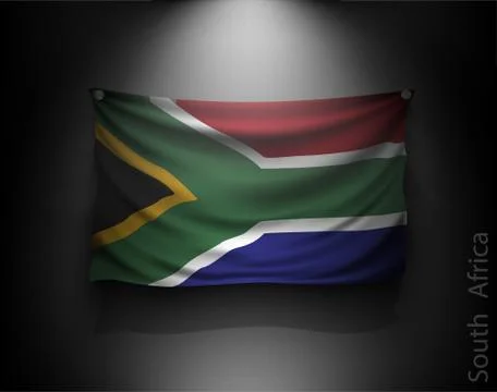 Waving flag on a dark wall with a spotlight, illuminated Stock Illustration