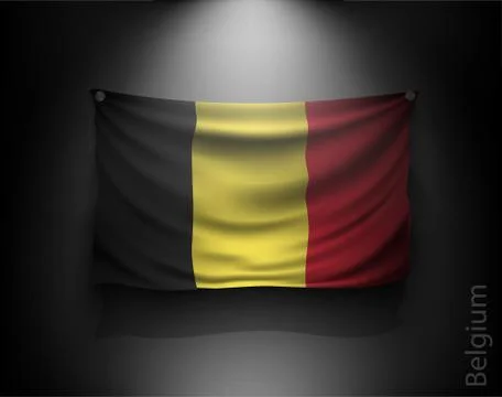 Waving flag on a dark wall with a spotlight, illuminated Stock Illustration