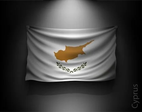 Waving flag on a dark wall with a spotlight, illuminated Stock Illustration
