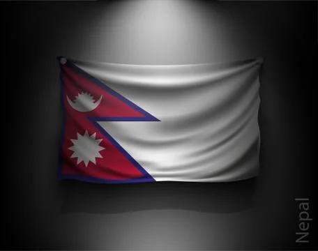 Waving flag on a dark wall with a spotlight, illuminated Stock Illustration