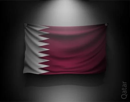 Waving flag on a dark wall with a spotlight, illuminated Stock Illustration