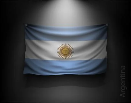 Waving flag on a dark wall with a spotlight, illuminated Stock Illustration