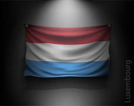 Waving flag on a dark wall with a spotlight, illuminated Stock Illustration