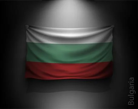 Waving flag on a dark wall with a spotlight, illuminated Stock Illustration
