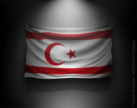 Waving flag on a dark wall with a spotlight, illuminated Stock Illustration