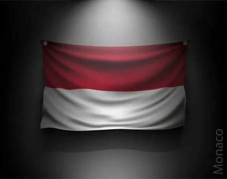 Waving flag on a dark wall with a spotlight, illuminated Stock Illustration