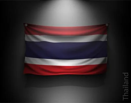 Waving flag on a dark wall with a spotlight, illuminated Stock Illustration